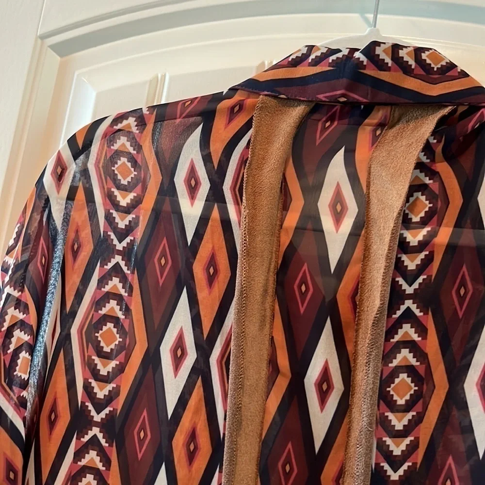 Western cowgirl button down blouse faux leather details SO Cute and unique L/ XL - Picture 7 of 11